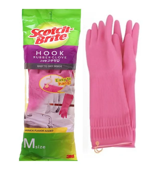 Scotch Brite 3M Anti-Slip Household Gloves, With Genuine 3M Hanger, 36cm Long - Helps Clean Doors, Wash Clothes