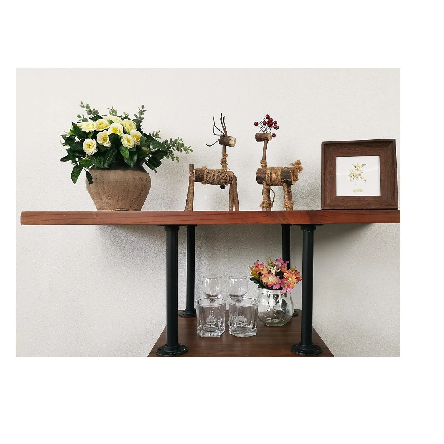 Wooden Serving Wine 3 Tiers with Wheels Mobile Cart Coffee Cart Wood Metal Serving Trolley Serving Cart manufacturer Wholesale
