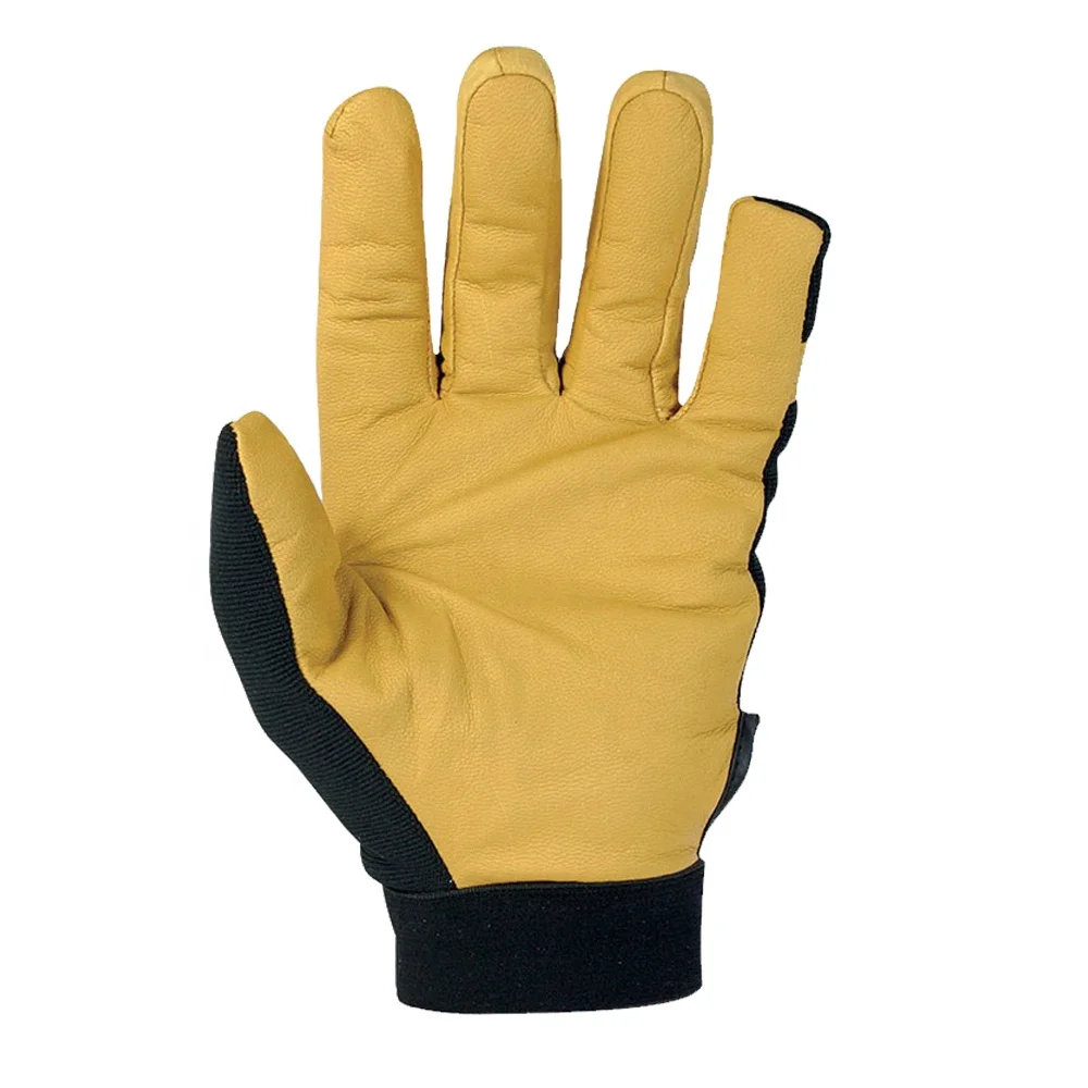 Cow Grain Leather Labor Protection Safety Garden Leather Assembly Gloves Wing Thumb Blue Rib Back Tape