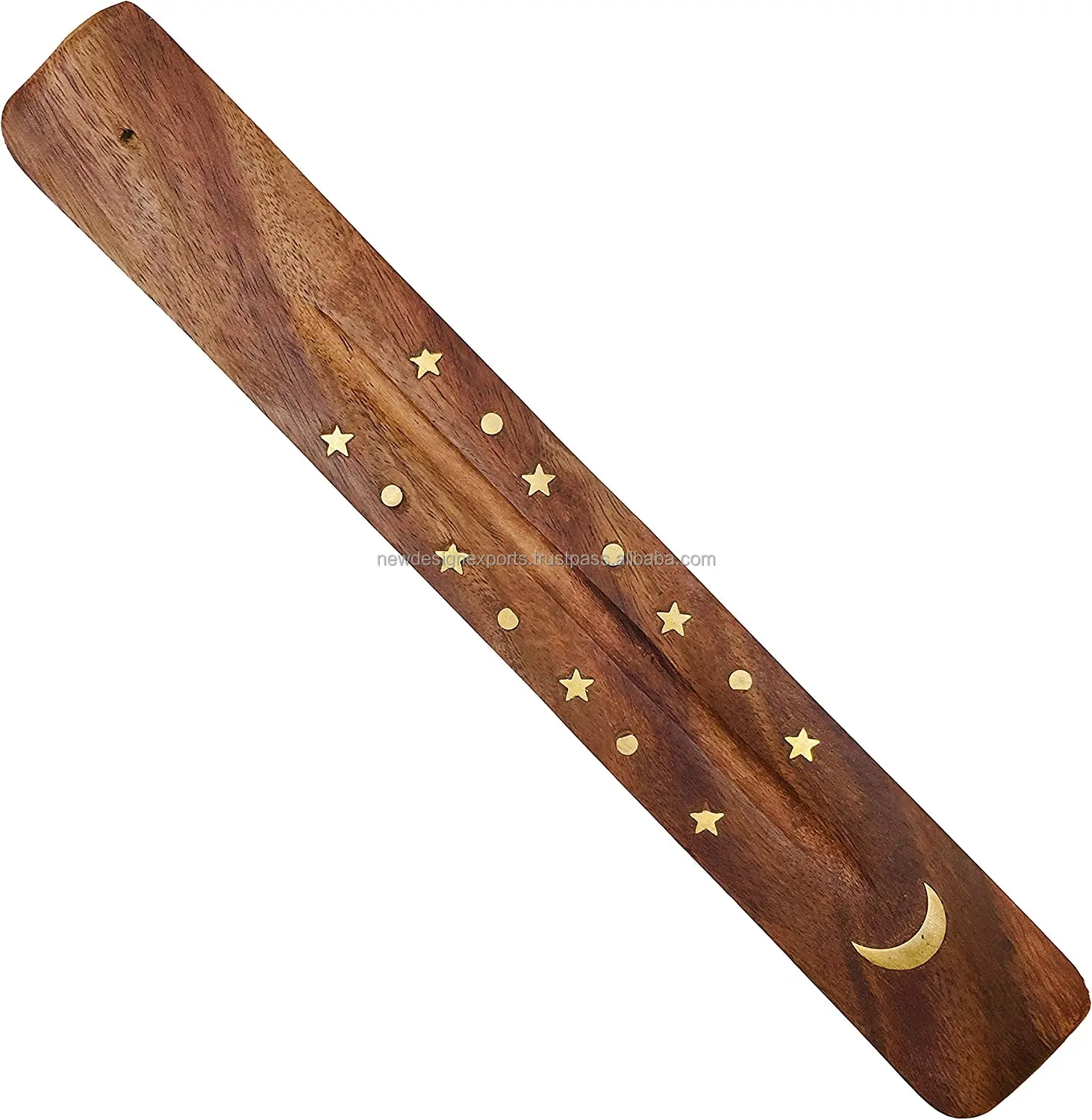 Moon and Stars Incense Holder Wooden Ash Catcher with Celestial Design for Single Incense Sticks Meditation Accessories