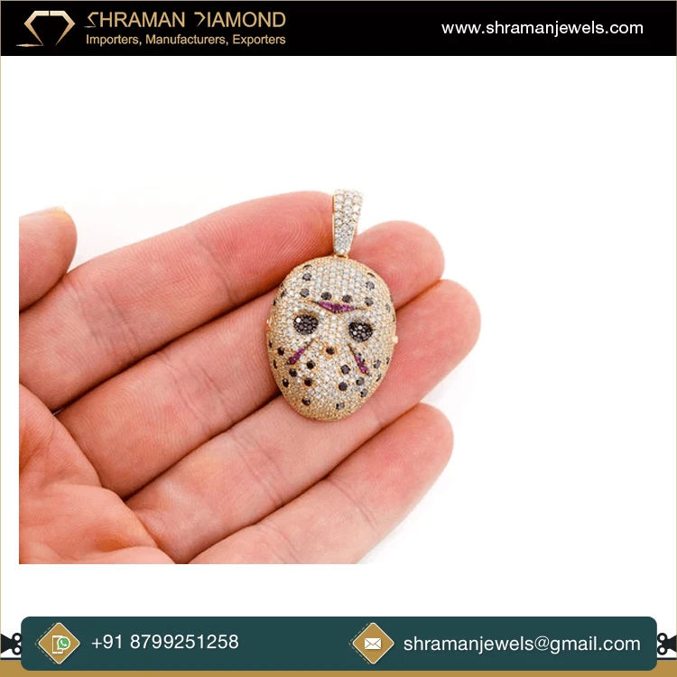Latest Arrival Wedding Gift Fashion Jewelry for Men or Women 3.75 CTS 14K Gold Large Hockey Mask VS Natural Diamond Pendant