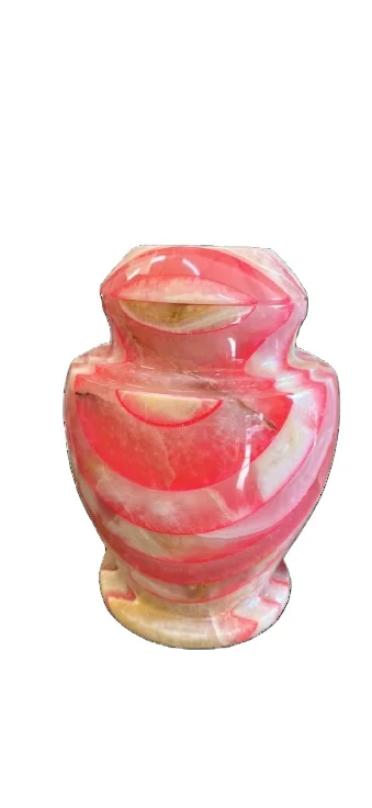 Artistic Pink Onyx Stone Urn Colorful Marble and Marbling Material for Human Ashes Wholesale Cremation Memorial urns