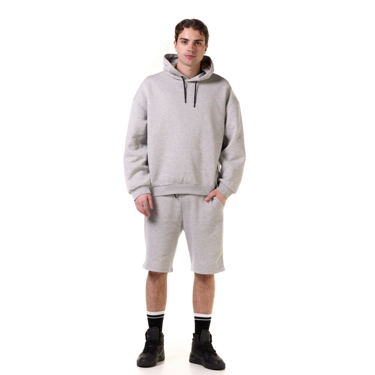 Wholesale Hoodies Custom thermal Hoodie set Loungewear 2 Piece Biker Shorts set Clothing Men Women Hoodies and Shorts set