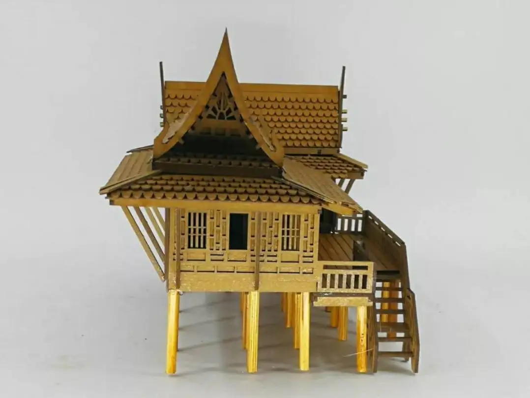 Thai House Miniature Dollhouse Model - Handmade Craft Collectible Toy #1.