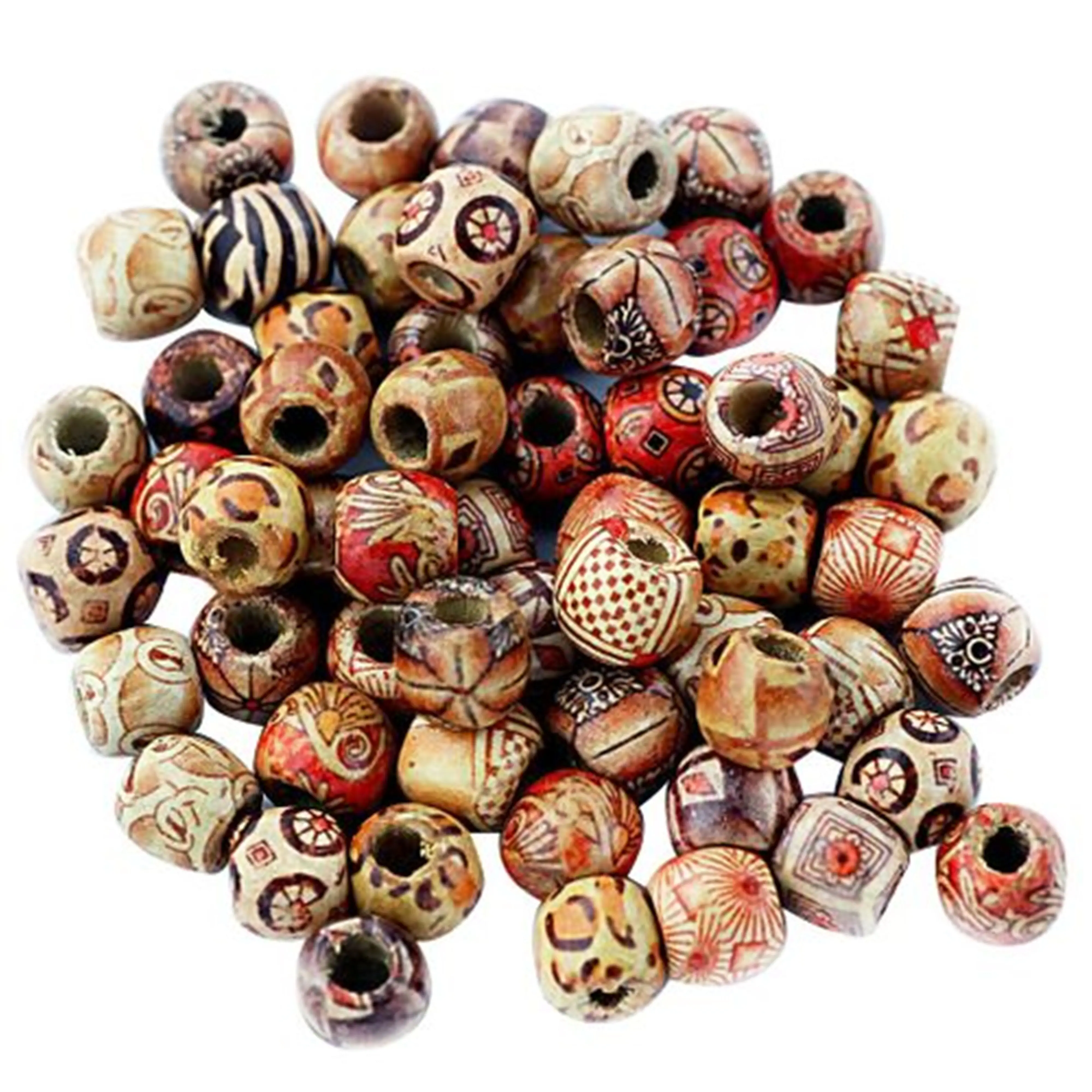 Trendy Round Wooden Printed Beads 12mm 18mmCustom Colored shaped sized Wooden Beads  small  large hole Great for Jewelry