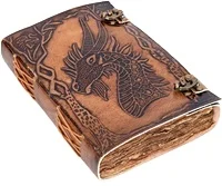 Vintage paper journals Deckle edge Paper Celtic Unicorn Leather Embossed Journal with lock Blank Notebook sketchbooks and dairy