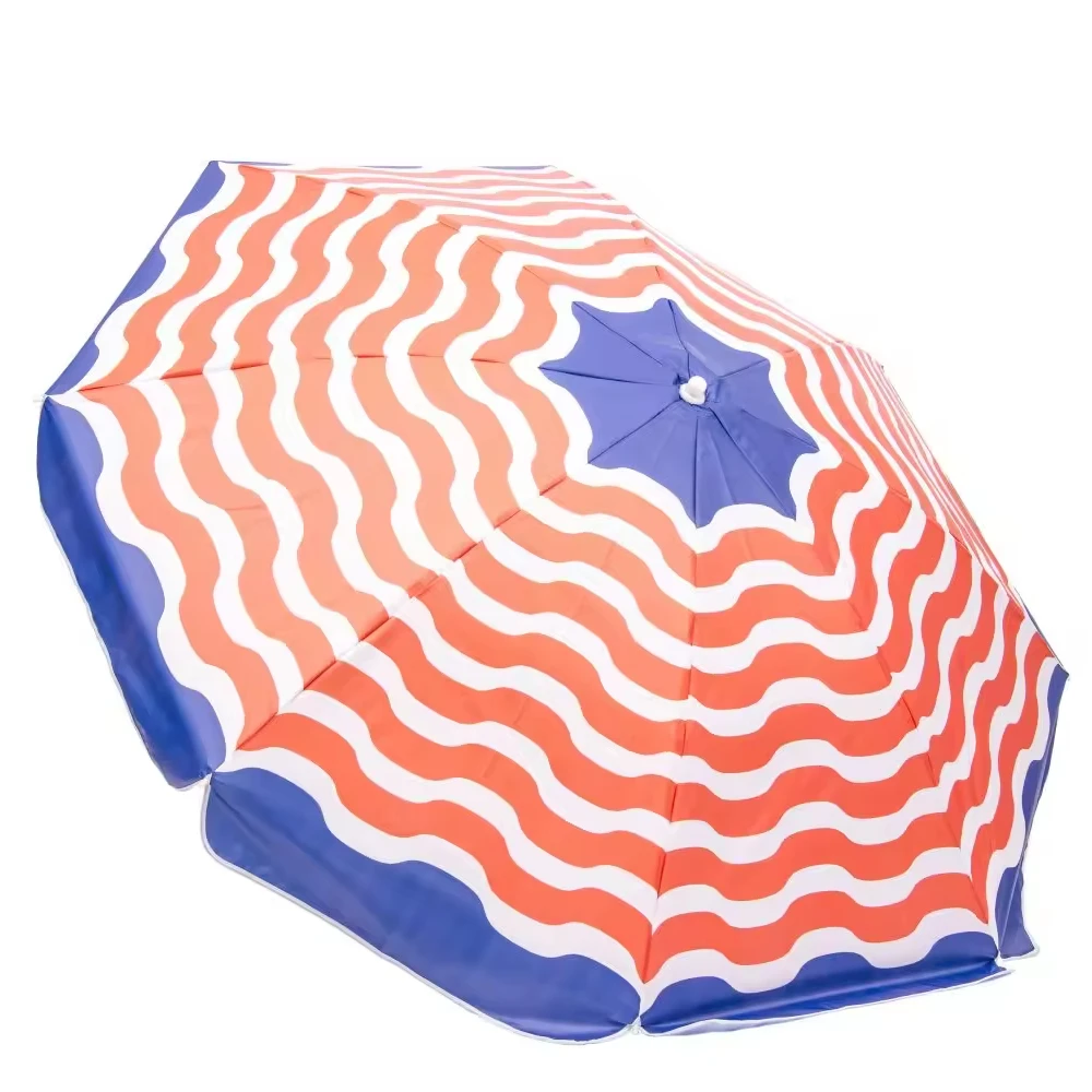 High Quality Vintage Digital Poly Canvas Cover 8K Ribs Beach Umbrella Midnight Palm Leaves Pattern Pongee Straight Camping