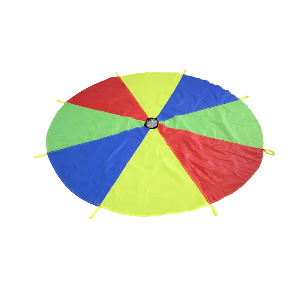 Hot Quality Children Educational Team Work Play Games Toy Handles Rainbow Parachute At Reasonable Price