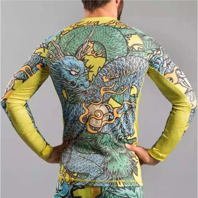 High Quality Wholesale Plain Jiu Jitsu Fitness Swim Shirts Printed Long Sleeve MMA For Men Bjj Rashguard Rash Guard