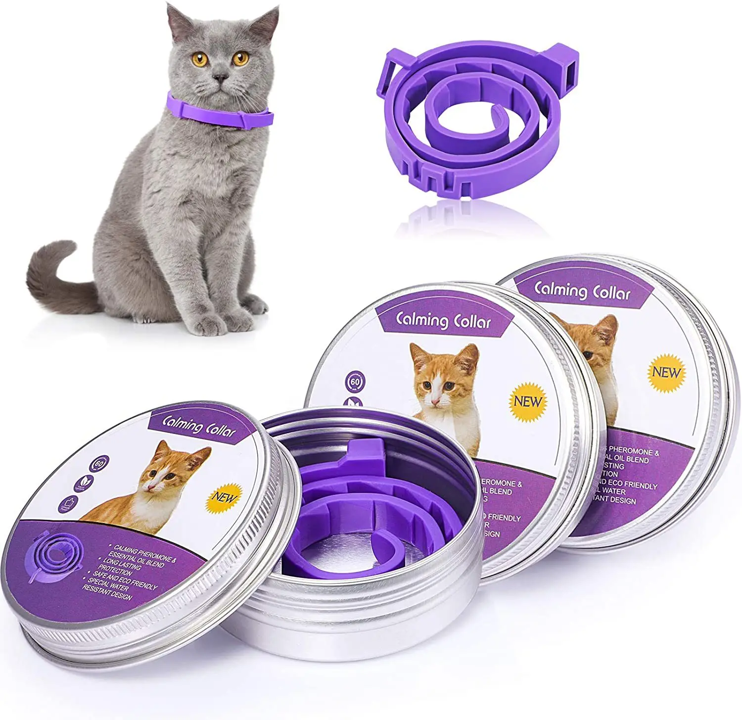 Hot Selling Adjustable Dogs Calming Collar Pet Cats Calming Collar For Cats Reduce Anxiety