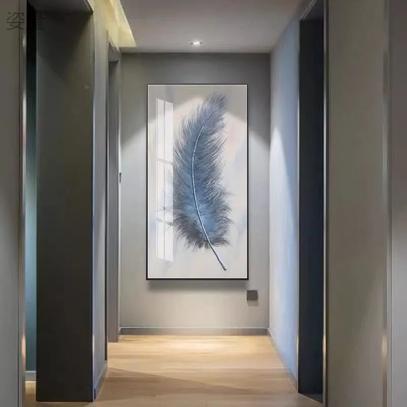 Prismatic Splendor: Porcelain Art with Crystal Details Atmosphere, Golden Rose Hanging Painting with LED Light