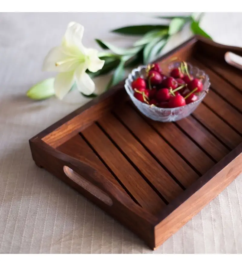 Indian wooden food serving tray luxury wooden tray for sale