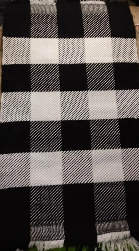 Buffalo Check Cotton Rug Black White Retro Checkered Outdoor Carpet for Farmhouse Living Room Dining Room Door Space Washable