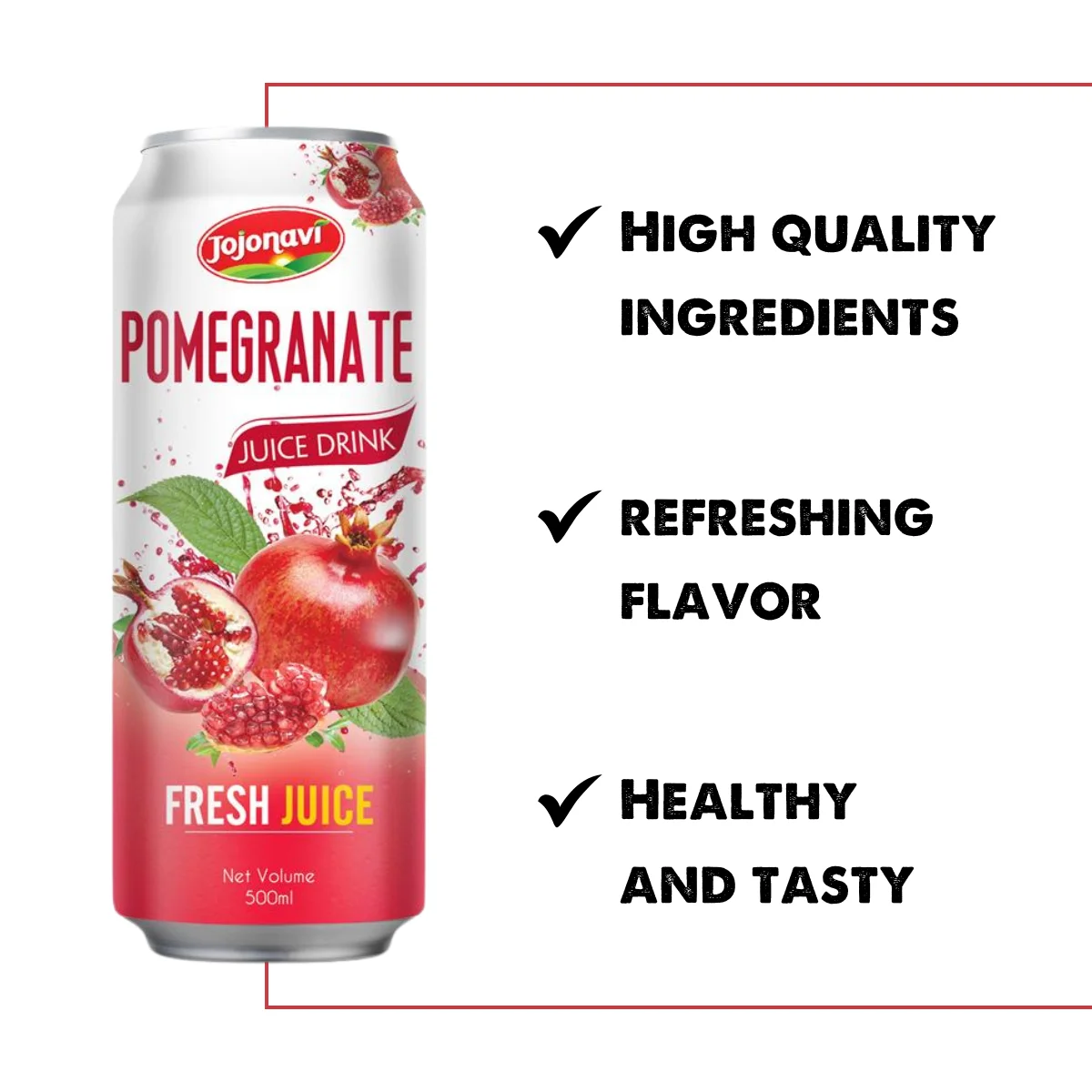JOJONAVI 500ml Pomegranate Fresh Juice Drink with Pulp Manufacturer Price Wholesale Supplier Private Label OEM HALAL ISO KOSHER