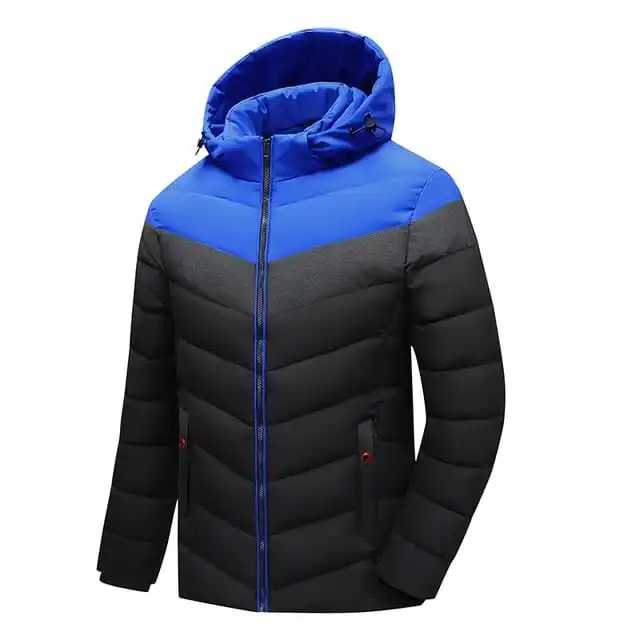 Hot Selling Custom Contrast Mens Plus Size Padded Coat Bubble Puffer Hooded Parka Jacket Warm Winter Men Jacket