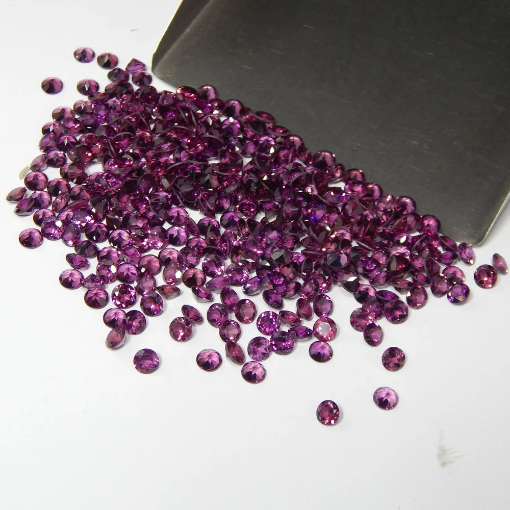 4MM Round Brilliant Cut Natural Rhodolite Garnet  Wholesale Factory Price High Natural Rhodolite Garnet Gemstone