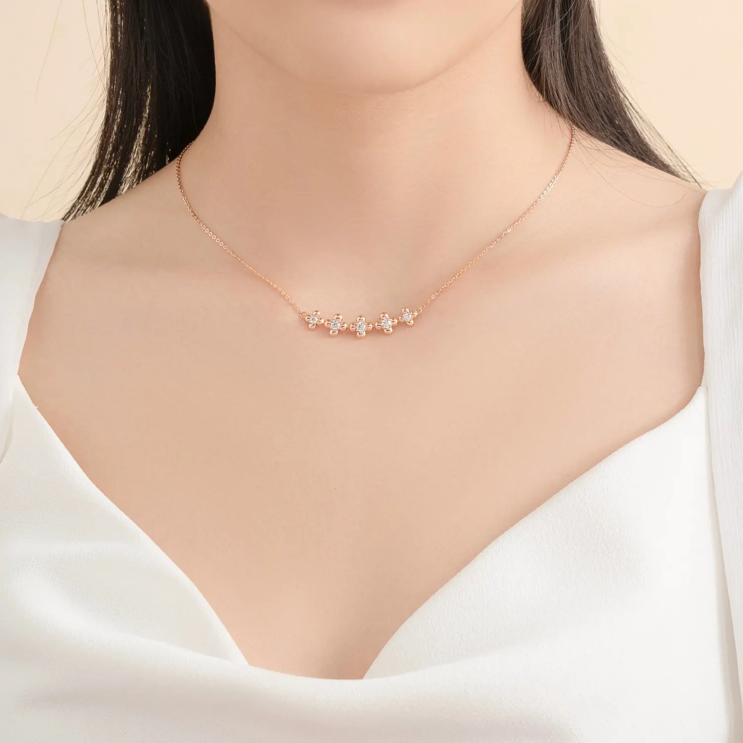 Luxury Gift Real 18k Pure Solid Gold Flower Necklace Best Quality Stone Flower Pendant 14k Gold Necklace For Women Jewelry