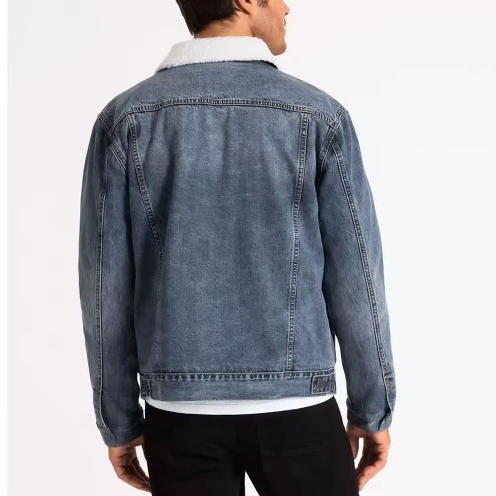 First class new  men denim jacket original denim material high quality breathable and quick dry custom leather jacket for men