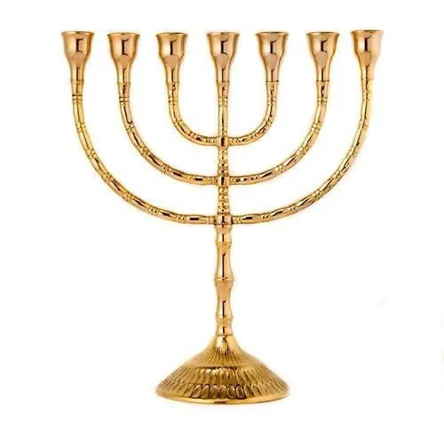 Premium Polished Metal Israel Hanukkah Temple Menorah 7 Branch Metal Candle Holder hot selling