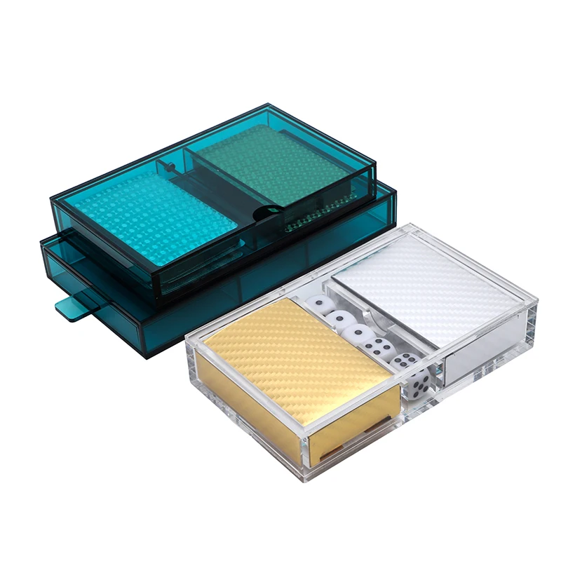 Manufacturer Custom Acrylic Game Set Lucite Poker Game Playing Card Chip Game Set With Acrylic Box