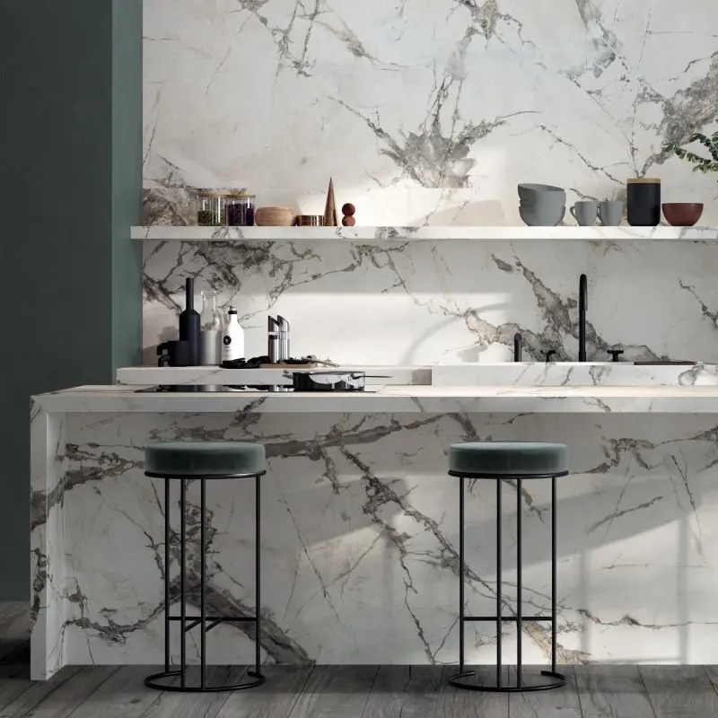 Large Slabs tiles gres Marble effect in full body natural or polished finish surface  100% Made in Italy for retail
