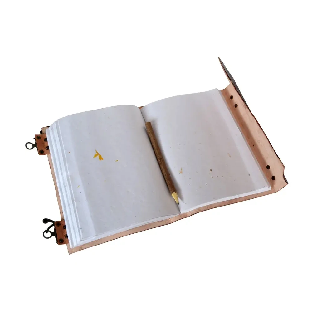 Buy Antique Design Brass Lock Notebook Notepad Writing Sketch Pad Handmade Vintage  Leather For Men And Women
