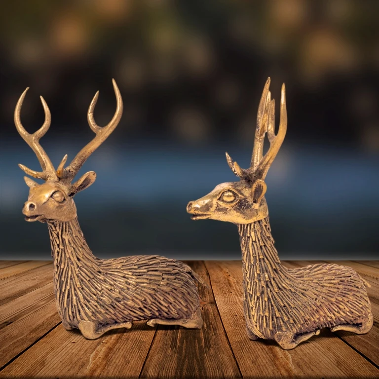 Pure Brass Barasingha Hiran(Sweep Deer) For Table Decoration Decorative, Dhokra Art