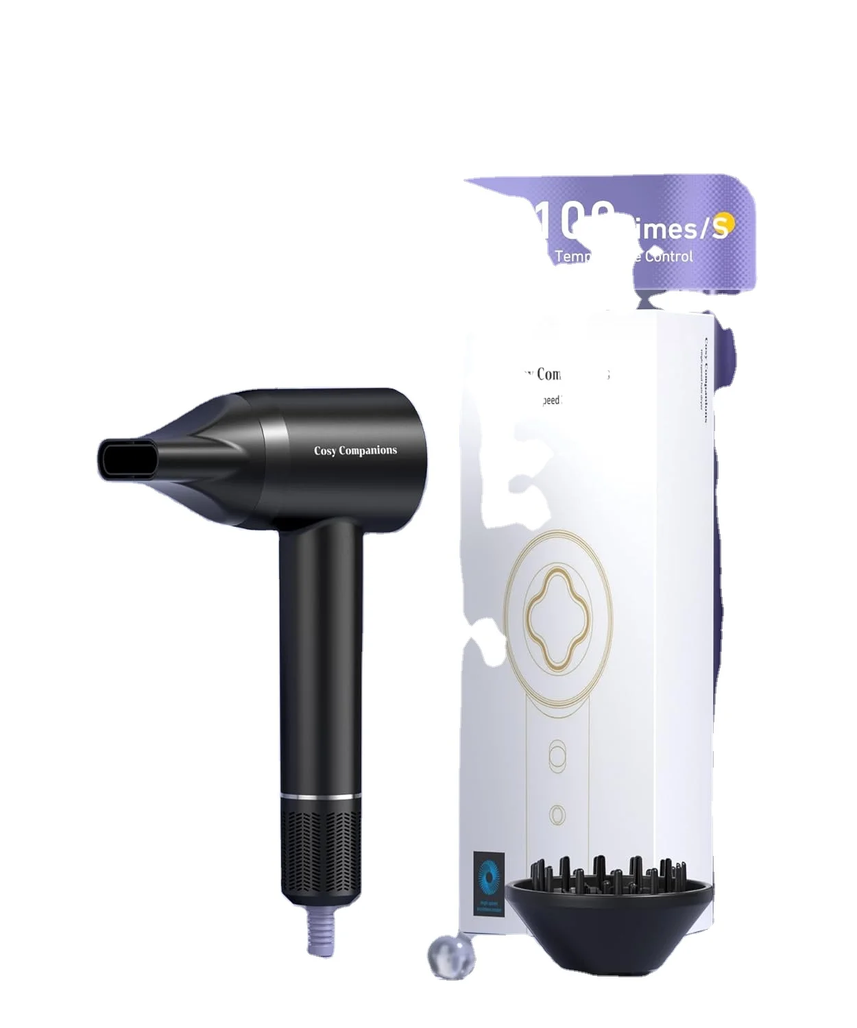 Factory Price Hair Dryer Low Noise Thermo-Control Hair Dryer with Diffuser and Nozzle