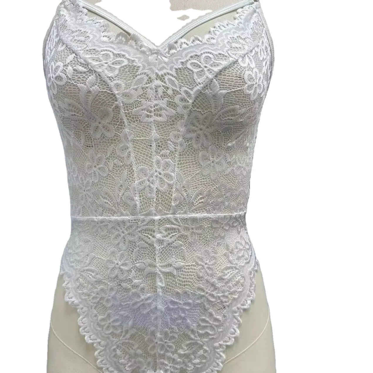 New Style Sexy Lace Bodysuit With Floral Lace Back Hollowed Out, Base Bodysuit for Women