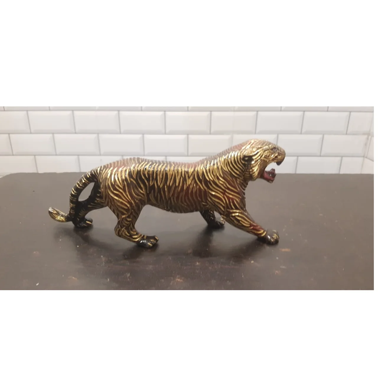Art Metal Brass Animal For Home Decoration Handcrafted Lions Statue High Quality Finishing Small Size Jaguar Sculpture Exporter