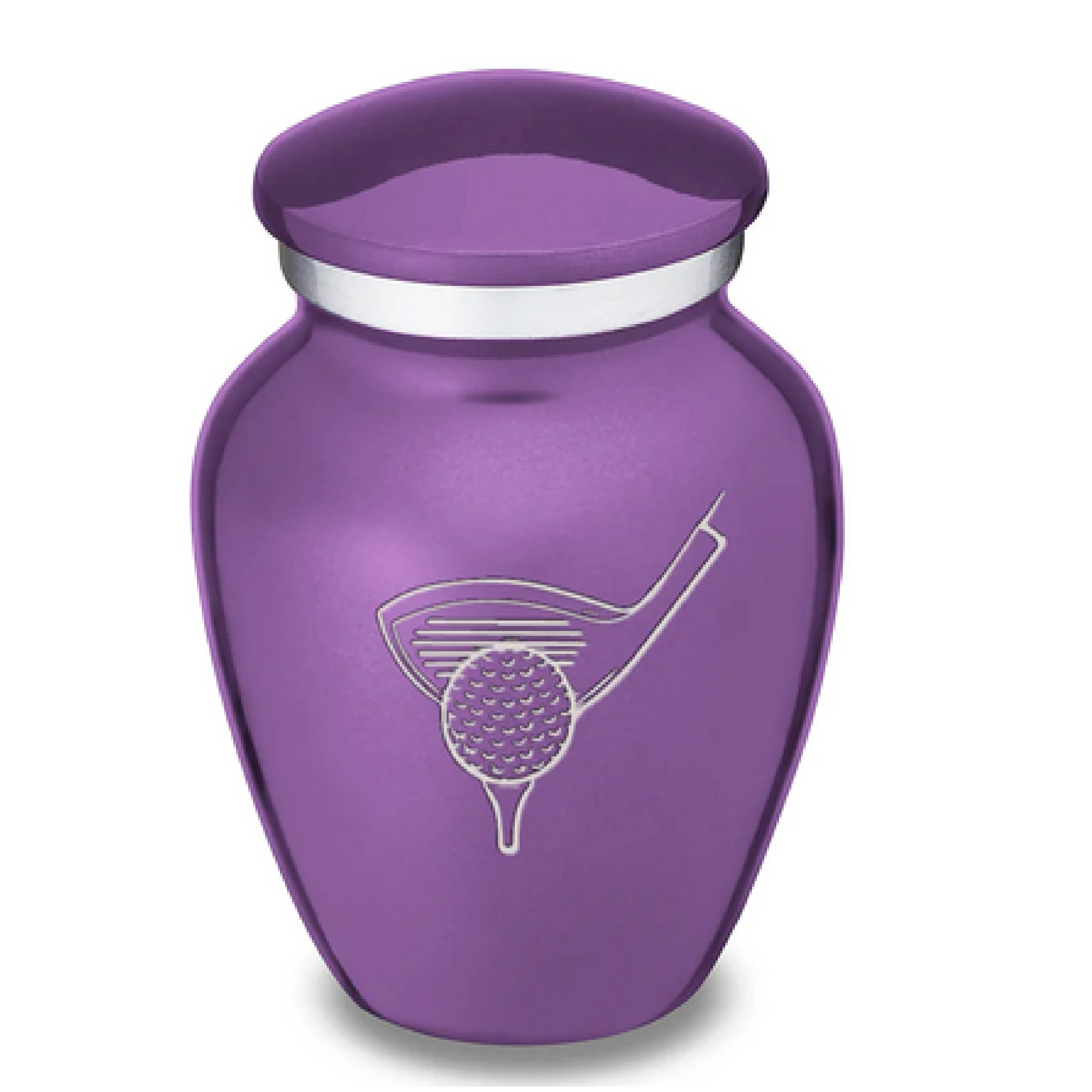 Aluminium Teal Shining Keepsake Urns With Golf Design & Silver Rim