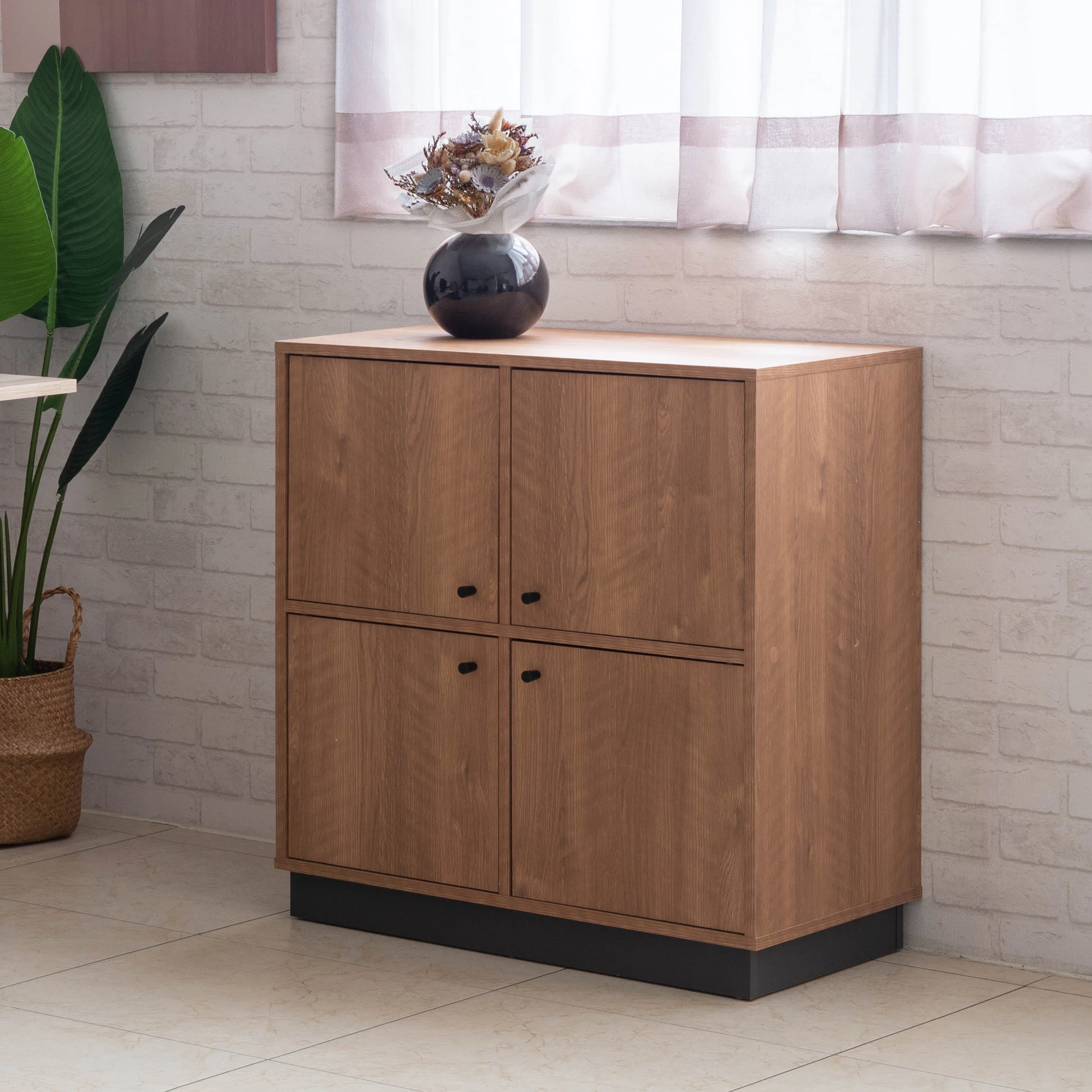Knock Down wooded storage cabinet with 4 doors