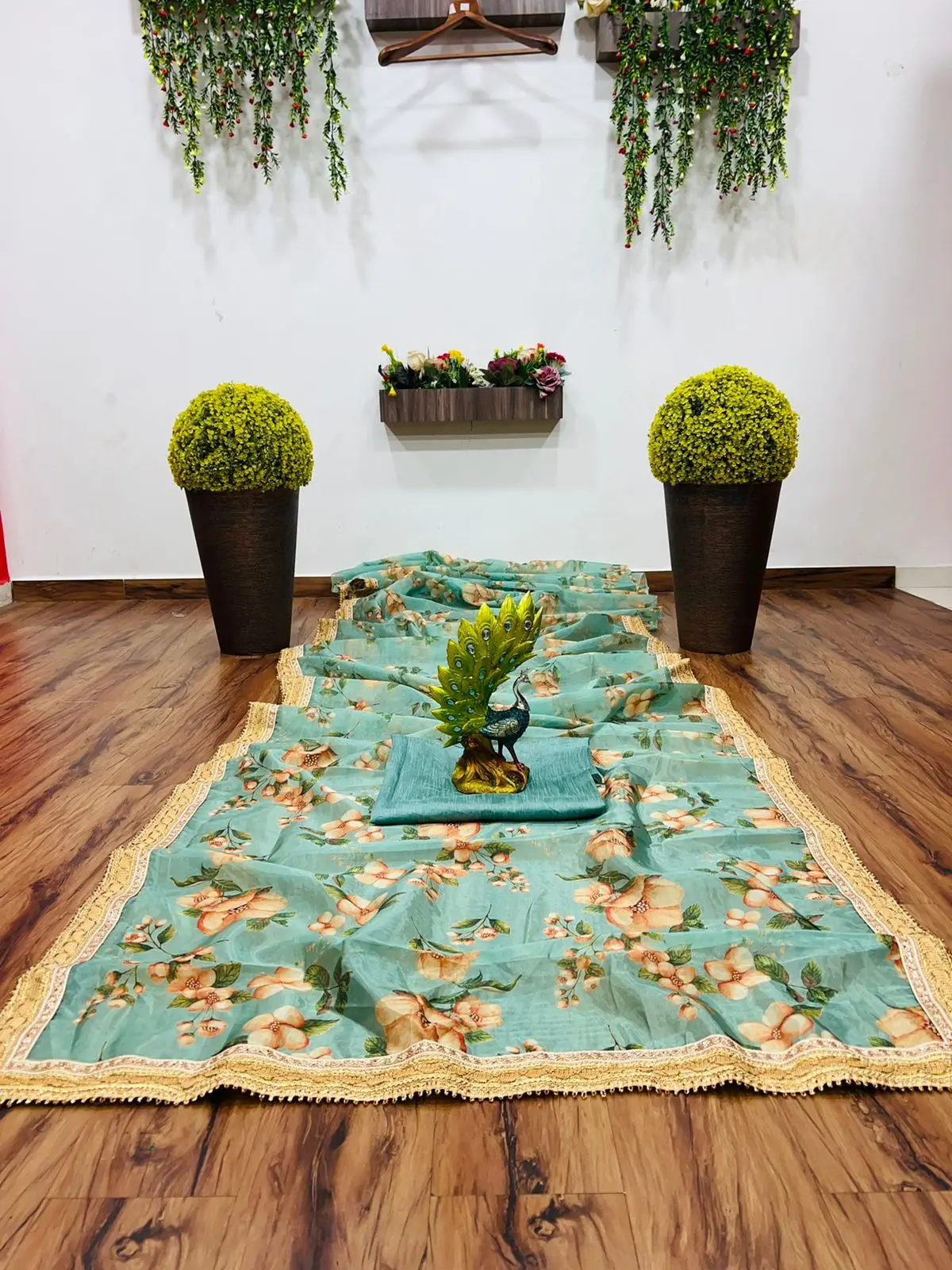 beautiful premium Organza silk fabric Digital Printed Saree and Banglori silk blouse for beach and casual wear