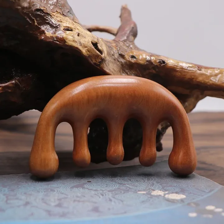 WholesalFactory sales Natural wood Wide Tooth Massager Comb Anti-Static Styling Wet Hair Comb for Head Acupuncture Point Massage