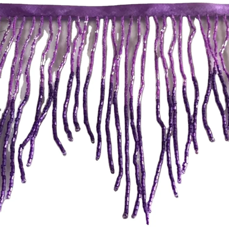 Темно-фиолетовая кружевная бахрома Омбре, индивидуальная красочная 6/6, 5 дюймов, бусины из красного стекла, бисер, бахрома, костюм с лампой