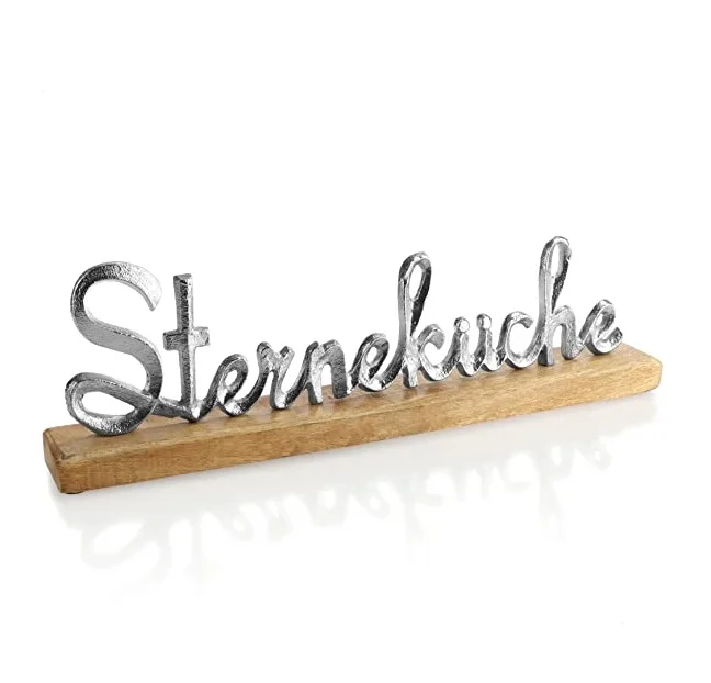 LEBE lettering Decorative stand made of aluminum on a mango wood base Top selling 2023 Metal Sculpture Export quality