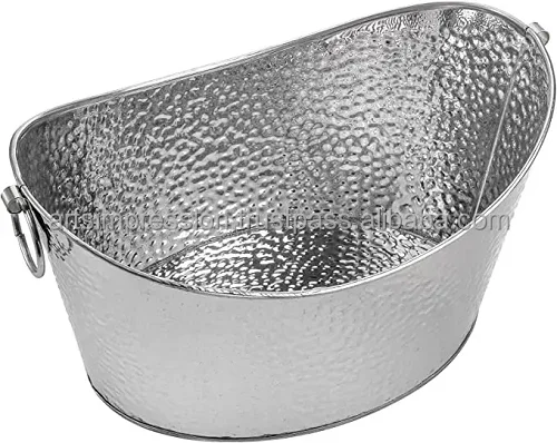 High on demand & magnificent with stand Stainless Steel Dimpled Oval Beverage Tub Metal Ice and Drink Bucket Drink Chiller for
