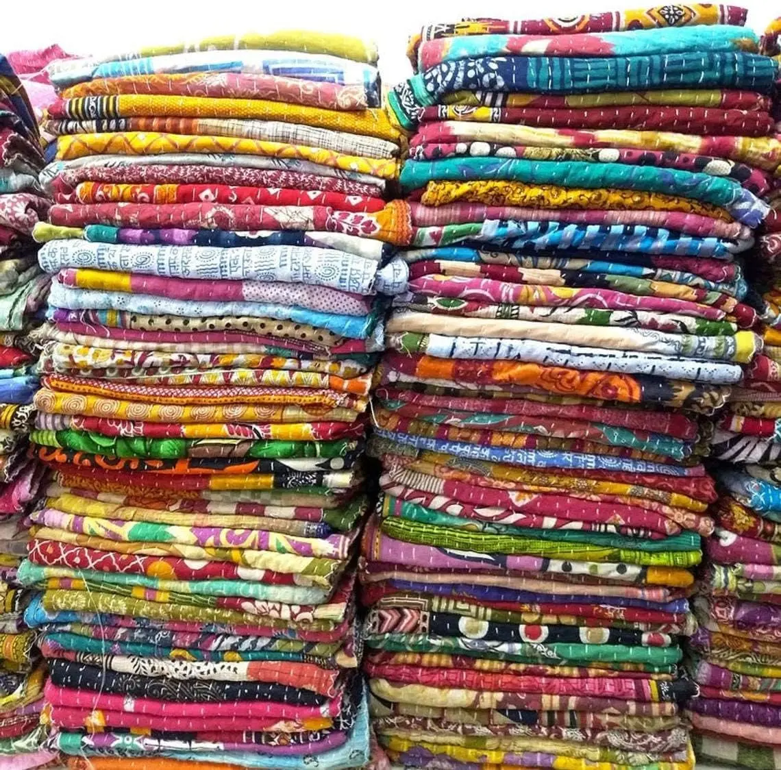 Multi color Kantha Quilt Plaids Reversible Throw Quilted Indian Handmade old vintage kantha quilt Bedspread Decorative Bengali