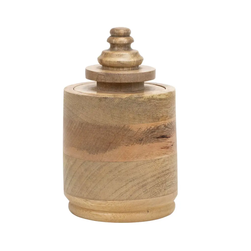 Eco Friendly Wooden Storage Bottle Packaging Jar With wood Lid Wholesale Glass Mango wood Jar