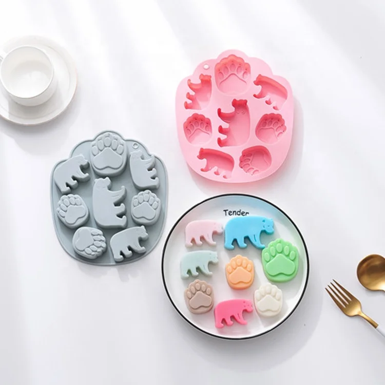 OEM/ODM Hot Sale 8 Cavity Bear Paw Polar Bear Shape Ice Cube Cake Chocolate Mold for Daily or Party