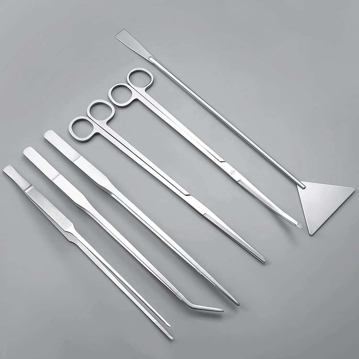 Aquarium Tools Kit 6 Pcs Set Stainless Steel Tweezers Scissor Spatula Multi Functional Aquarium Tank Tool Set for Fish Plant