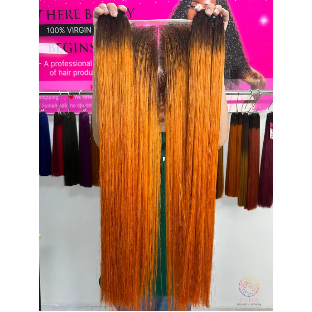 High Quality Vietnamese Remy Human Hair Double Drawn Bone Straight Hair Bundles All Length All Color