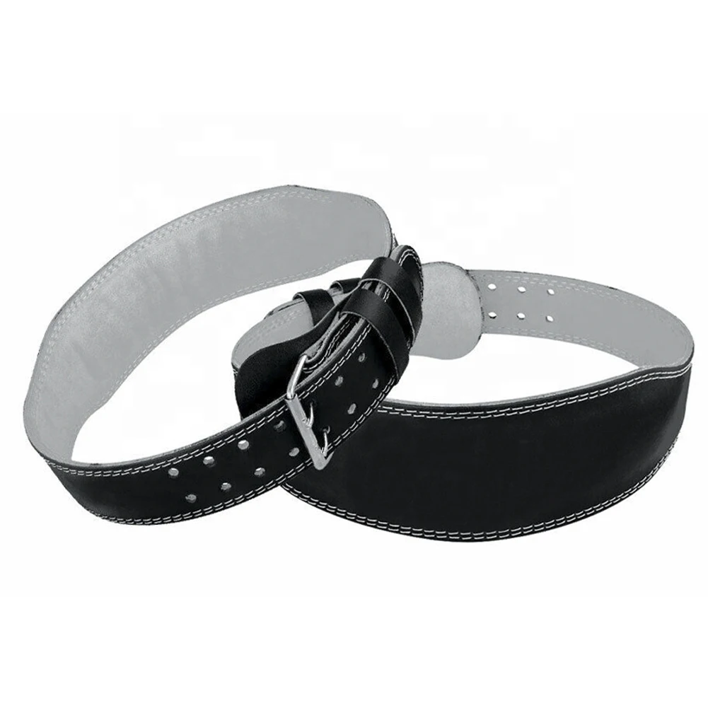 Durable Weight Lifting Black Genuine Leather Belts Weightlifting Workout Gym Back Support Belt for Men & Women