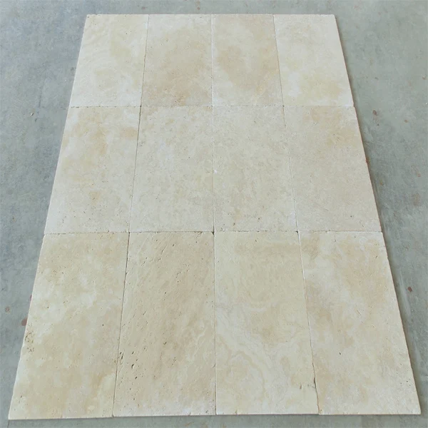 2023 Travertine Tumbled Tile Made in Turkey 1.2cm thickness Extra Light Pattern Set Indoor Outdoor Decorations Wall and Flooring