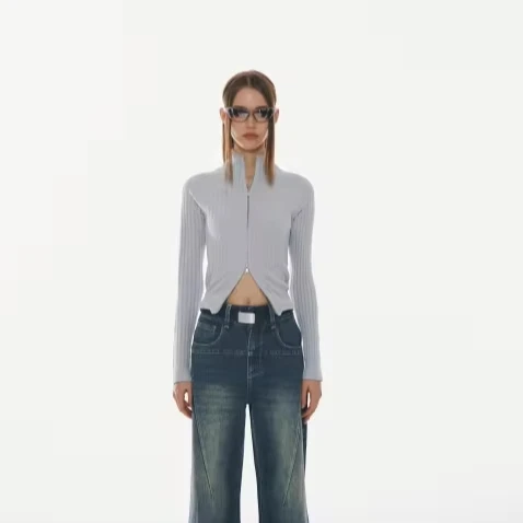 RUNWAY TICKET High neck two way Slim Fit cardigan_Sky blue Trending products 2024 new arrivals wholesale clothes Korean fashion