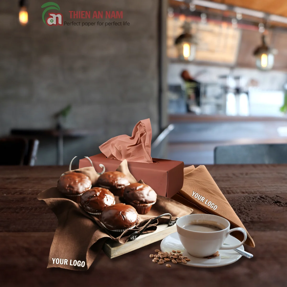 Customized Soft Durable Elegant Recycled Multi-Sized Brown Napkin