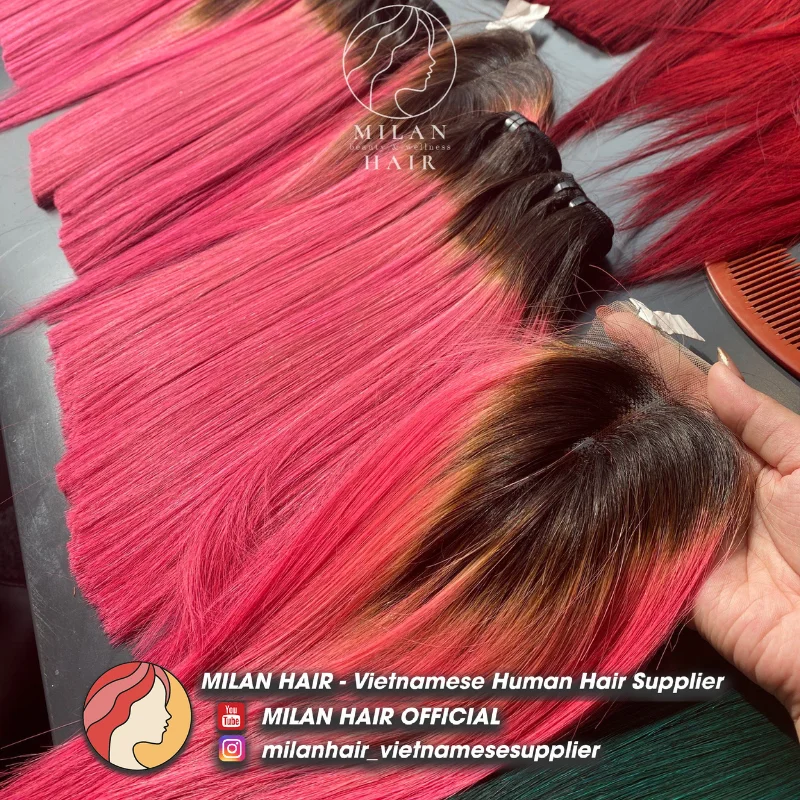 Wholesale Bone Straight 100% human hair Ombre Color hair Bundles Extensions Human