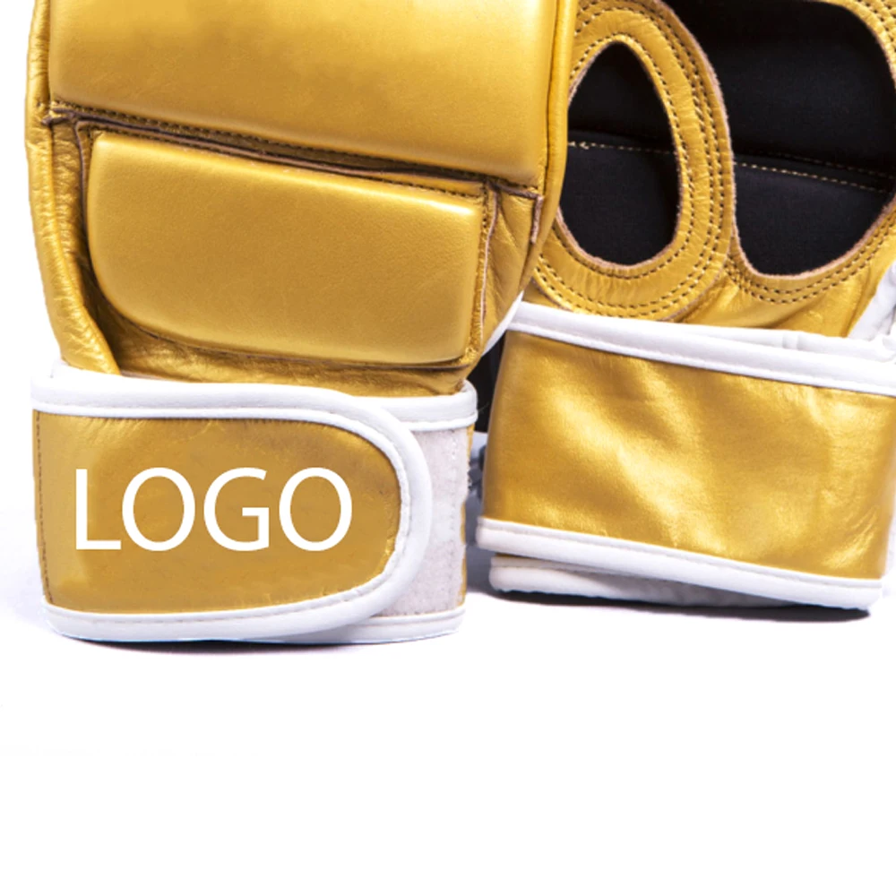 New Top Gold Color MMA Grappling Gloves Punching Training Kickboxing Curve MMA Fight Gloves