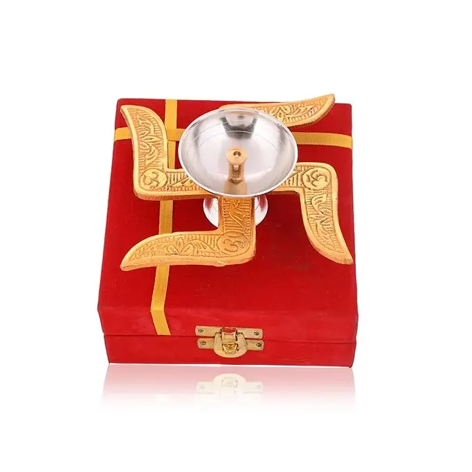 Home - Brass Diya for Pooja,Decoration Item | Premium Peetal Diya for Pooja Gift Set, Gift for Family Friends Employee,Return