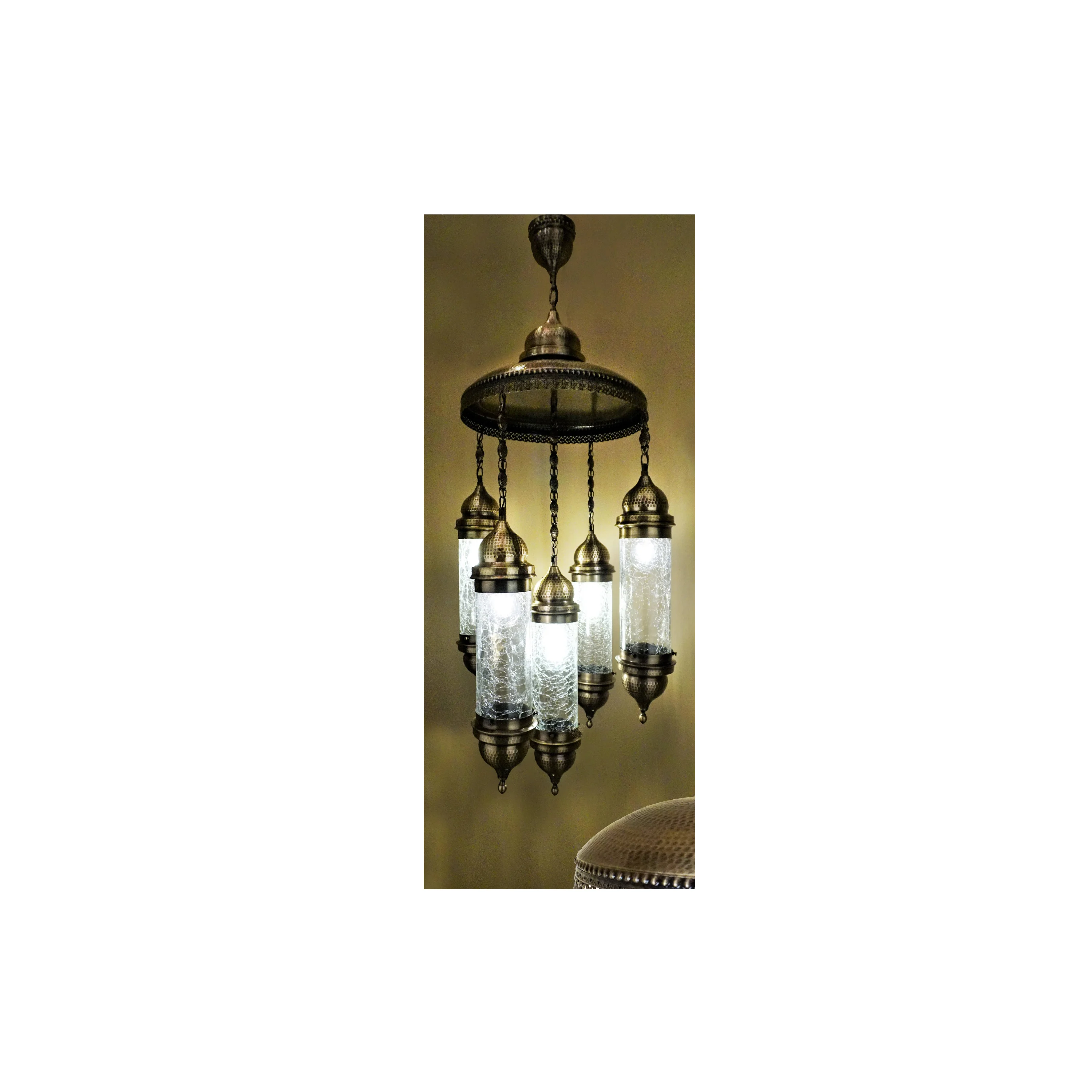 Best Quality Turkish Handmade Brass Lantern Ottoman Maroccon Design Pattern Blown Glass for Indoor Hotel Lighting Direct Turkey